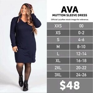 3X Black LuLaRoe Ava Mutton Sleeve Dress
